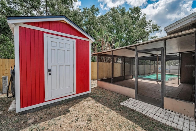 613 Valley Hill Dr, Brandon, FL 33510 - view of shed with a sunroom and a fenced backyard