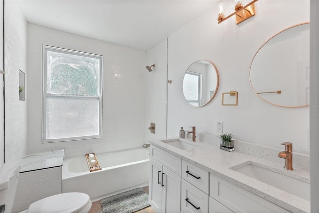 3000 19th Ave S, Saint Petersburg, FL 33712 - bathroom with toilet, double vanity, and shower / bath combination