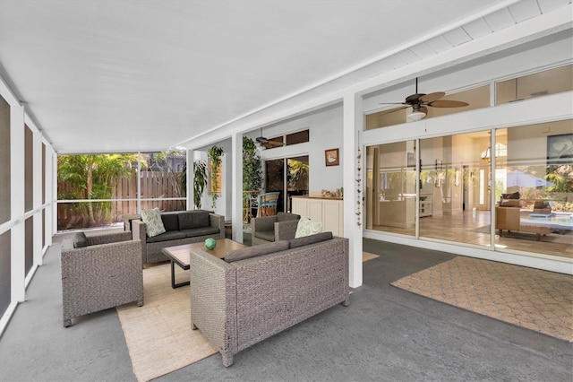 view of patio / terrace with a ceiling fan and outdoor lounge area