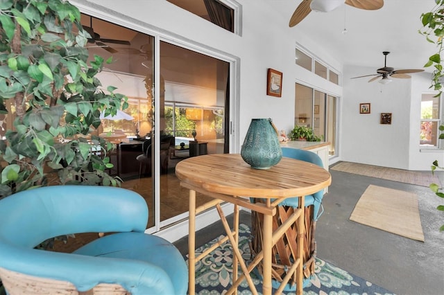 view of patio featuring a ceiling fan