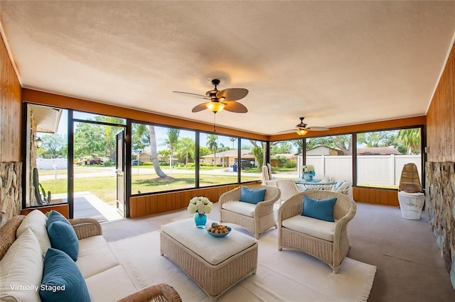 11797 David Ct, Largo, FL 33778 - sunroom with an outdoor living space and a ceiling fan