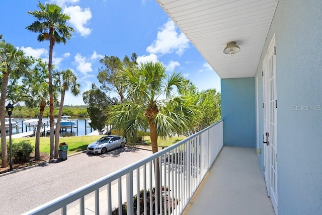 balcony with a water view