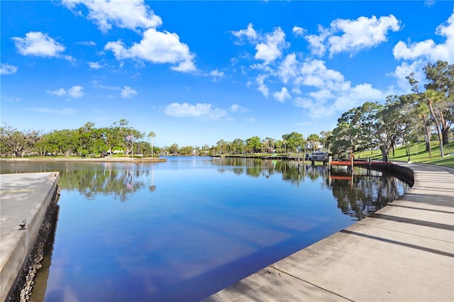 view of dock featuring a water view