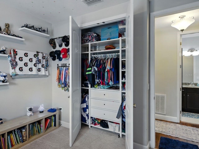 closet with a sink and visible vents