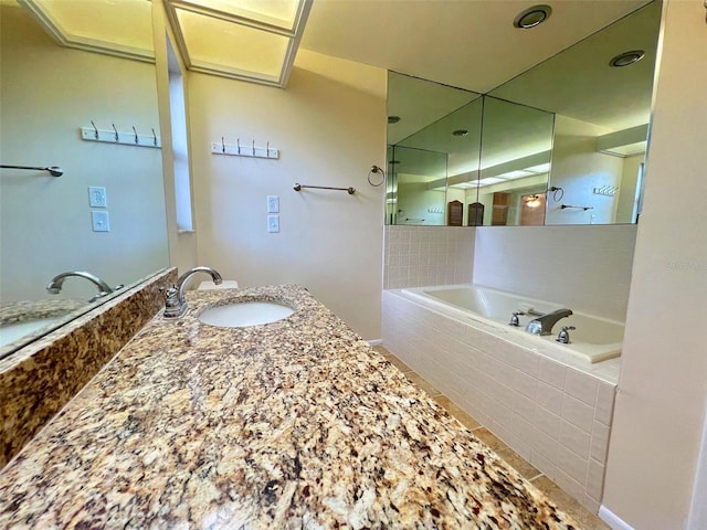 3907 Applegate Cir, Brandon, FL 33511 - full bath featuring a bath, vanity, and tile patterned floors