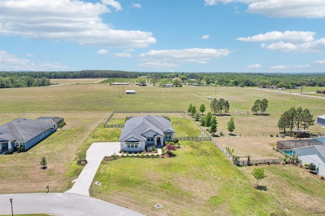 drone / aerial view with a rural view