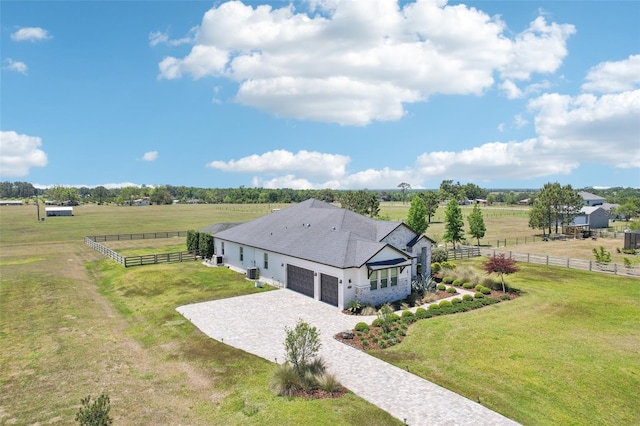 aerial view featuring a rural view