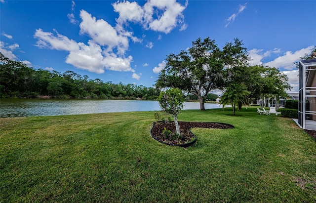2042 Diamond Ct, Oldsmar, FL 34677 - view of yard with a water view and glass enclosure