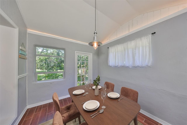 10824 Palmetto St, Riverview, FL 33569 - dining area with wood finished floors, lofted ceiling, and baseboards