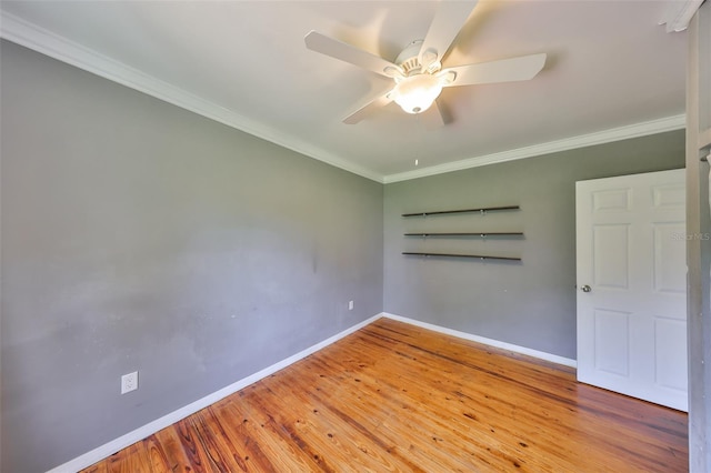 10824 Palmetto St, Riverview, FL 33569 - unfurnished room featuring ceiling fan, baseboards, crown molding, and wood finished floors