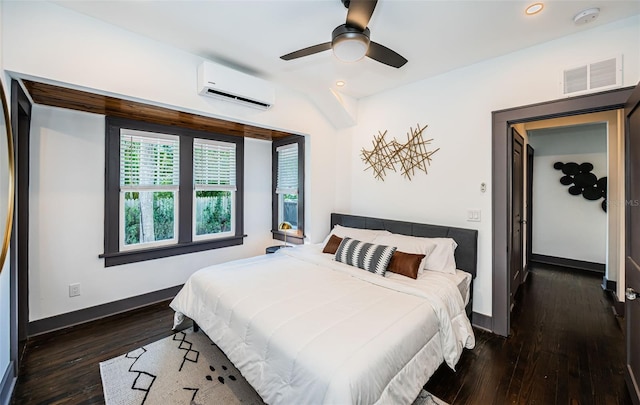 2536 Burlington Ave N, Saint Petersburg, FL 33713 - bedroom featuring recessed lighting, baseboards, a wall unit AC, wood finished floors, and visible vents
