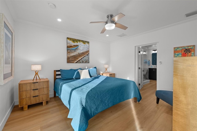 17730 Long Point Dr, Redington Shores, FL 33708 - bedroom featuring ornamental molding, wood finished floors, visible vents, and recessed lighting