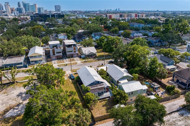 aerial view with a city view