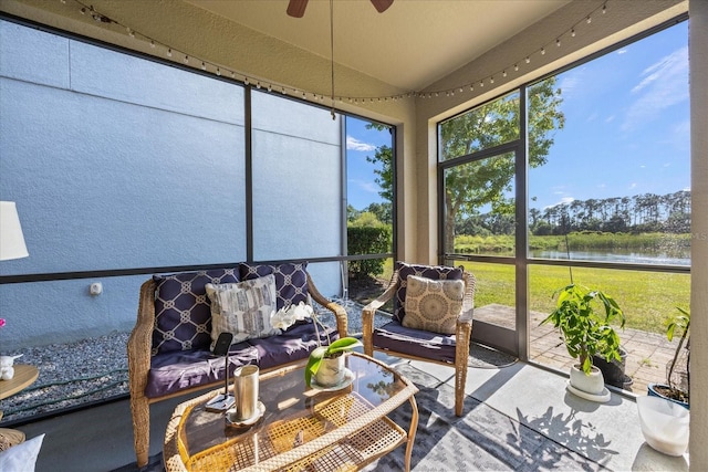 1227 Ballard Green Pl, Brandon, FL 33511 - sunroom / solarium with plenty of natural light, a ceiling fan, and a water view
