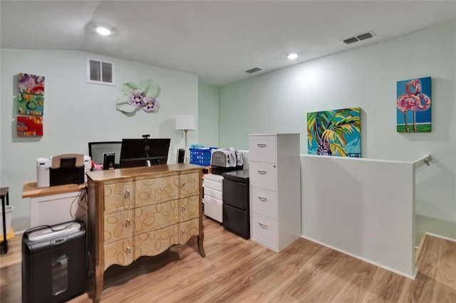 17583 Holly Well Ave, Wimauma, FL 33598 - office space with light wood finished floors, visible vents, and recessed lighting
