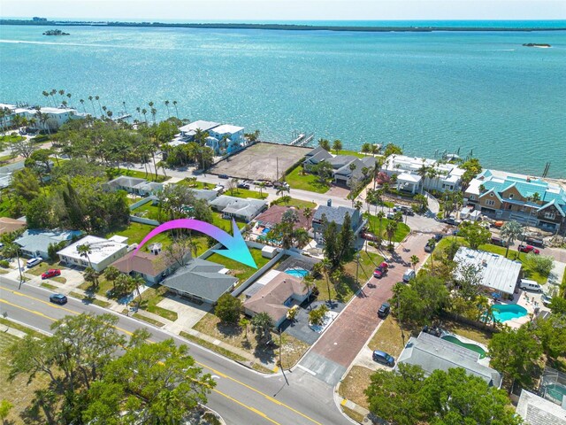 225 Cevera Dr, Dunedin, FL 34698 - bird's eye view featuring a residential view and a water view