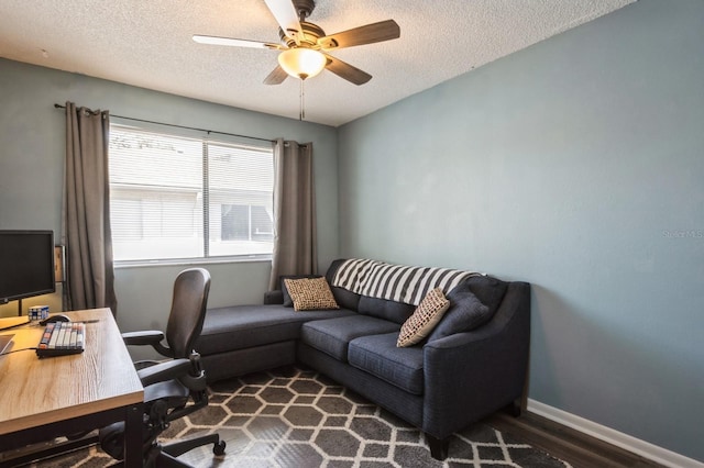 1821 Bough Ave Unit 4, Clearwater, FL 33760 - home office with a textured ceiling, wood finished floors, and ceiling fan
