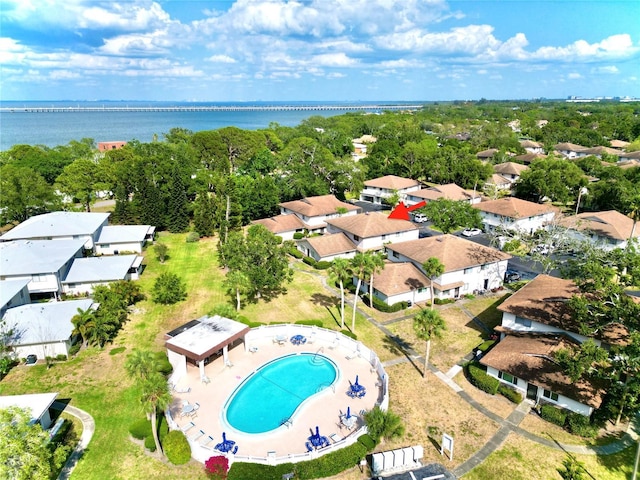 1821 Bough Ave Unit 4, Clearwater, FL 33760 - aerial view of residential area featuring a nearby body of water and a pool
