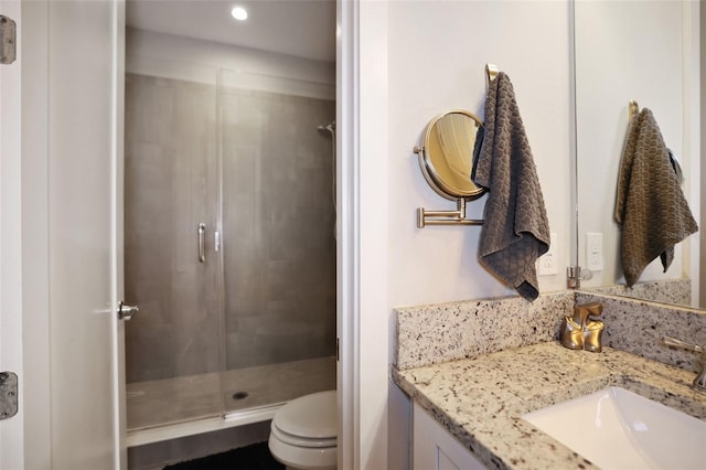 946 Highland Ave Unit 47, Dunedin, FL 34698 - full bath with recessed lighting, a shower stall, toilet, and vanity