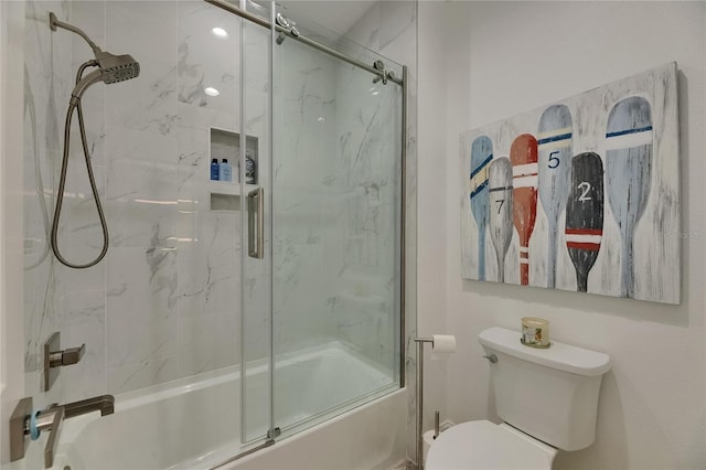 full bath featuring toilet and enclosed tub / shower combo