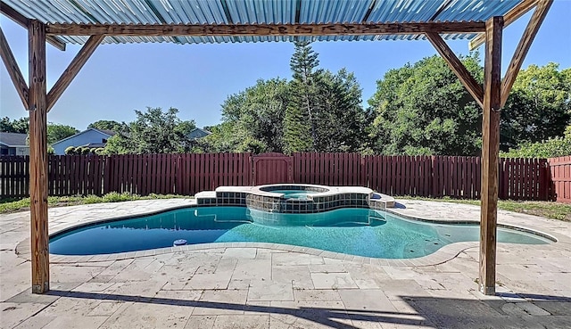 11535 Wellman Dr, Riverview, FL 33578 - view of swimming pool with a patio area, a pool with connected hot tub, and a fenced backyard