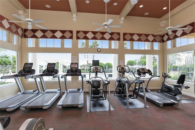 5026 Barnet Dr, Davenport, FL 33837 - gym with recessed lighting, plenty of natural light, and ceiling fan