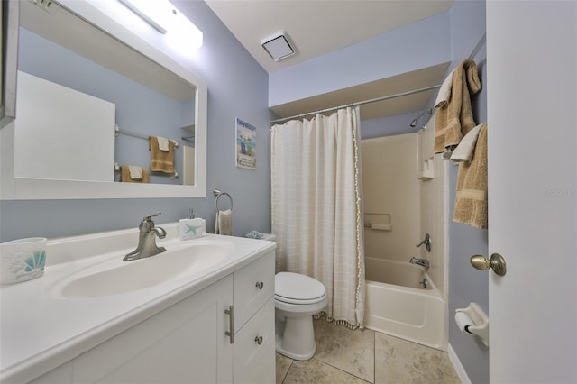 319 Kelsey Way, Sun City Center, FL 33573 - bathroom with tile patterned flooring, toilet, vanity, and shower / bath combo with shower curtain