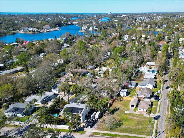 318 Banana St, Tarpon Springs, FL 34689 - birds eye view of property featuring a water view and a residential view