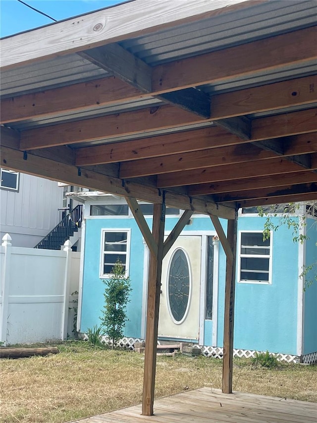 view of patio featuring fence