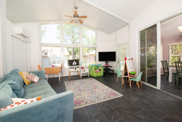 10321 Ravines Dr, New Port Richey, FL 34654 - sunroom with a wall unit AC and vaulted ceiling