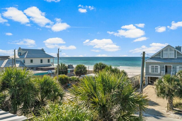 view of water feature featuring a beach view