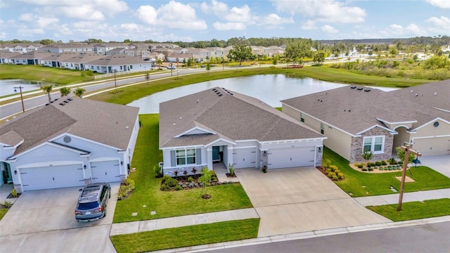 3504 Golden Wheat Ln, Plant City, FL 33565 - aerial perspective of suburban area featuring a large body of water