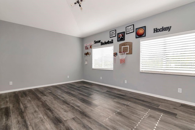 unfurnished room featuring wood finished floors and plenty of natural light