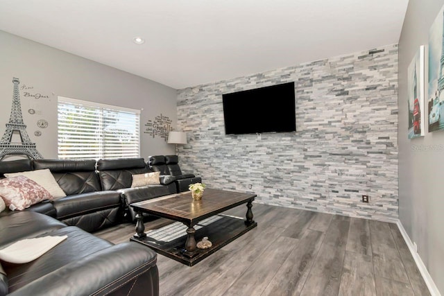 living room with wood finished floors