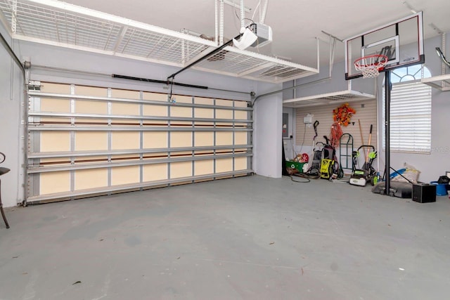 garage with a garage door opener