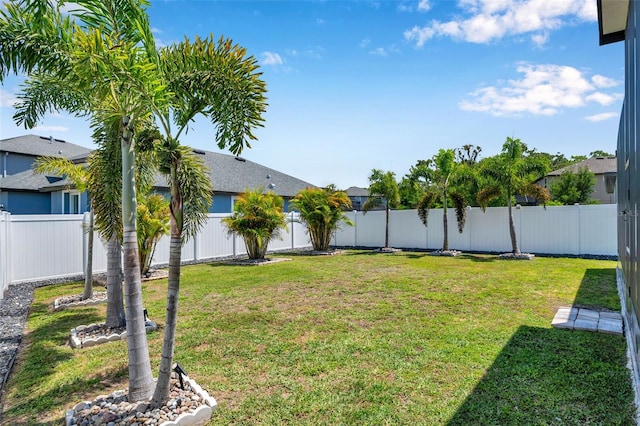 view of yard featuring a fenced backyard