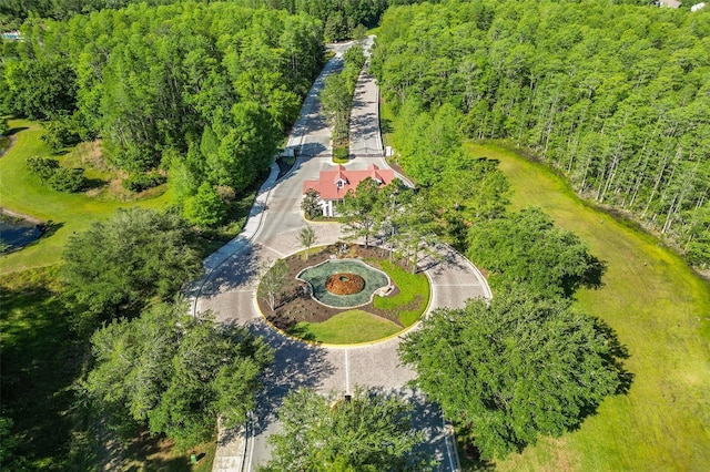 drone / aerial view with a forest view