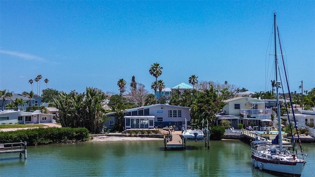 view of dock featuring a water view