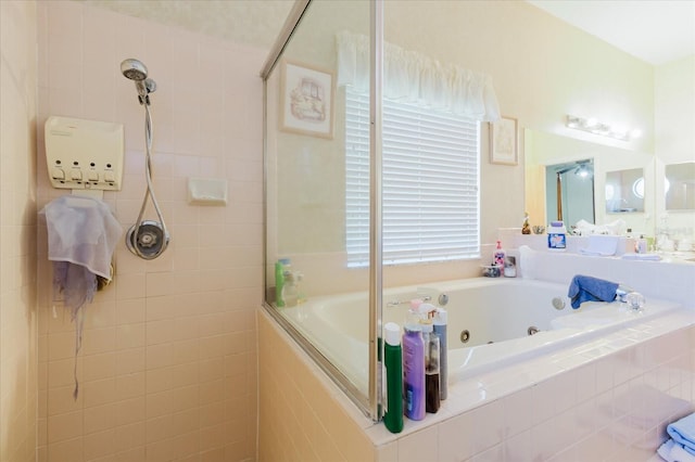 11209 Pocket Brook Dr, Tampa, FL 33635 - bathroom featuring a whirlpool tub and tiled shower