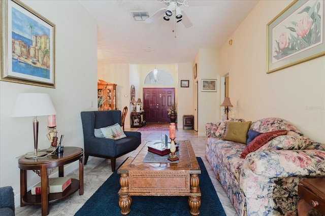 11209 Pocket Brook Dr, Tampa, FL 33635 - living area with ceiling fan and visible vents