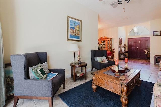 11209 Pocket Brook Dr, Tampa, FL 33635 - living room featuring tile patterned floors and a ceiling fan