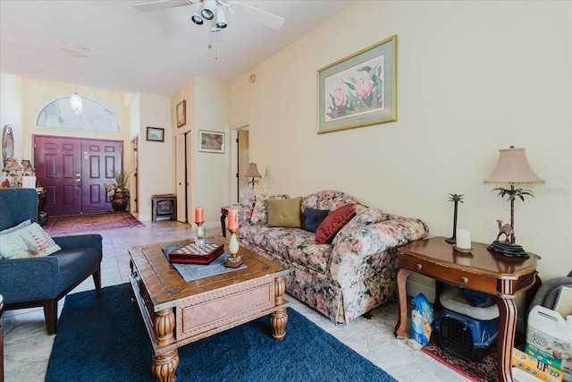 11209 Pocket Brook Dr, Tampa, FL 33635 - living area with tile patterned floors and ceiling fan