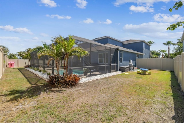 11852 Lake Lucaya Dr, Riverview, FL 33579 - exterior space with a fenced backyard, a fenced in pool, a lanai, and a patio area