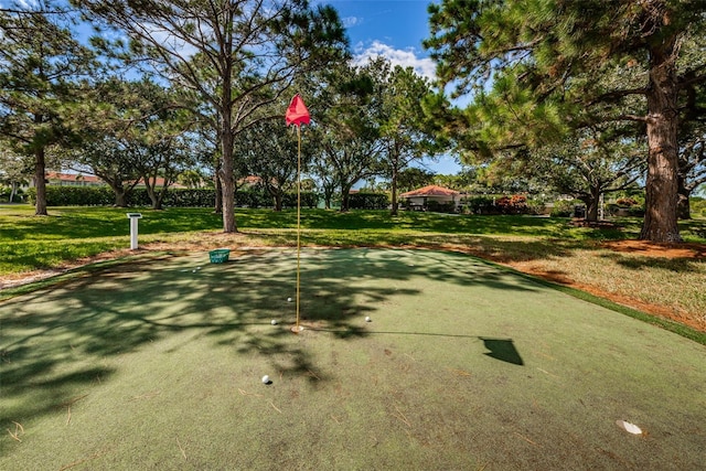 view of community featuring a lawn