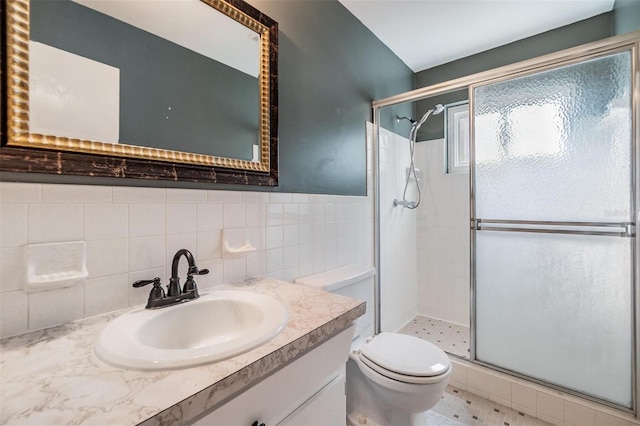 2310 Denmark St Unit 30, Clearwater, FL 33763 - bathroom with a stall shower, toilet, and vanity