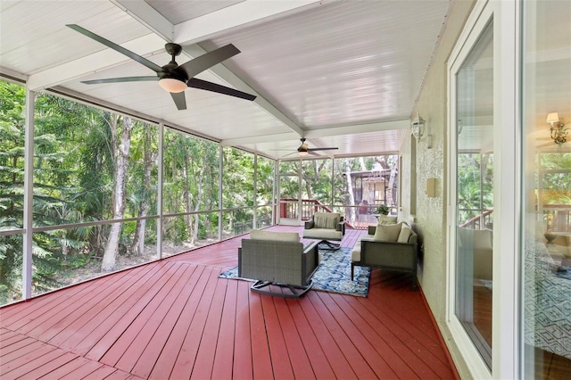 15324 Sherwood Forest Dr, Tampa, FL 33647 - sunroom featuring ceiling fan and an outdoor hangout area