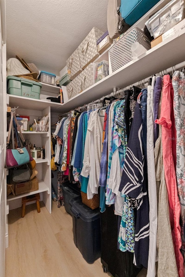 walk in closet featuring wood finished floors