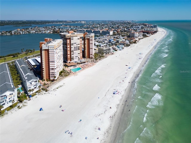 17960 Gulf Blvd Unit 111, Redington Shores, FL 33708 - drone / aerial view featuring a water view and a beach view