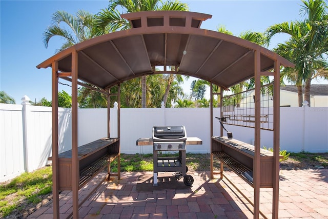 view of patio featuring grilling area and a fenced backyard