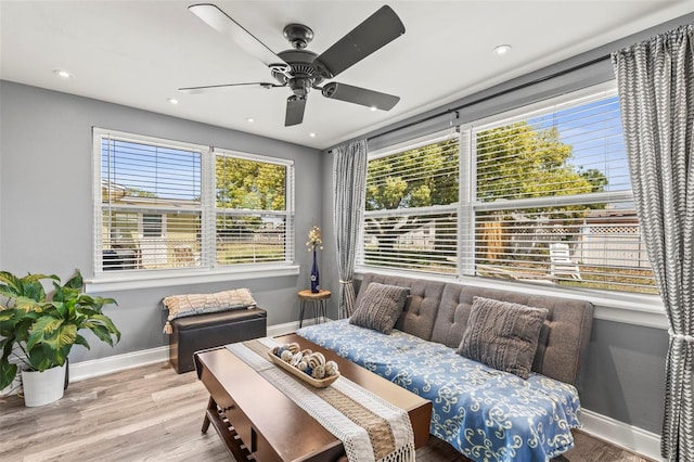 1344 Dartmouth Dr, Holiday, FL 34691 - bedroom featuring wood finished floors, baseboards, recessed lighting, and a ceiling fan